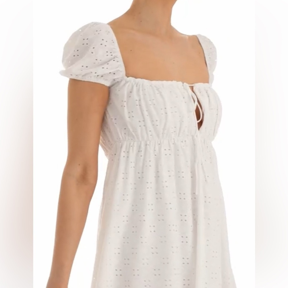 Lucy in the Sky Eyelet Girly Cottagecore Mini White Dress - Picture 2 of 12